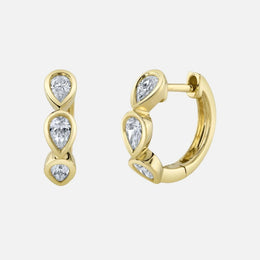 Pear-Cut Huggie Earrings With Bezel Setting