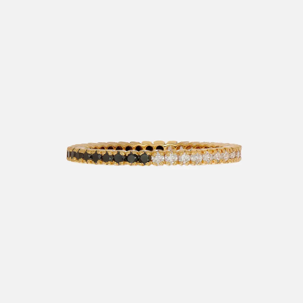 Sethi Couture Yin Yang Prong Band with black diamonds and white diamonds