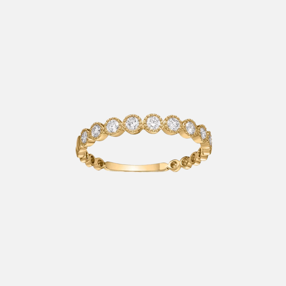 Mémoire Bezel Milgrain Diamond Stackable Band in 18K Yellow Gold