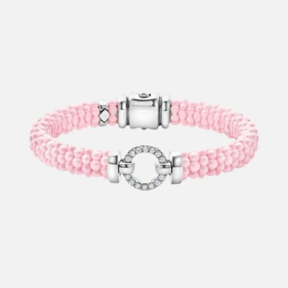 Pink Ceramic Diamond Circle Bracelet