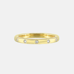14k Yellow Flush-Set Diamond Wedding Band