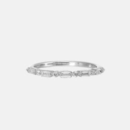 White Gold Baguette and Round Diamond Wedding Band
