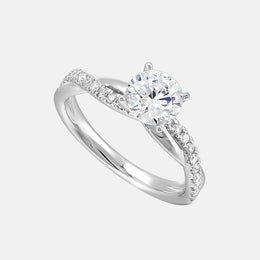 14k White Gold Semi-Mount for 1.00-Carat Round Diamond With Round Diamond Accents