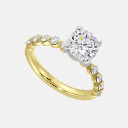 14k White and Yellow Gold Semi-Mount With Round Diamond Accents