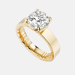 14k Yellow Gold Low-Dome Solitaire Semi-Mount for Round Diamond
