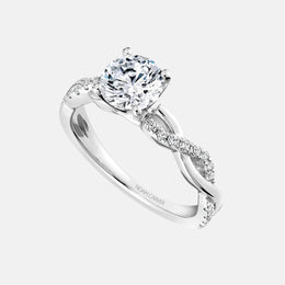 14k White Gold Twisted Semi-Mount with Diamond Accents