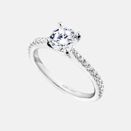 14k White Gold Pavé Semi-Mount with Diamond Accents