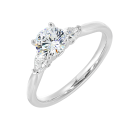 14k White Gold Semi-Mount for Round Center Diamond With Marquise Diamond Accents