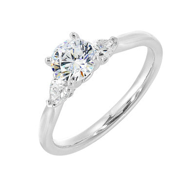 Perfect Love 14k White Gold Semi-Mount for Round Center Diamond With Marquise Diamond Accents