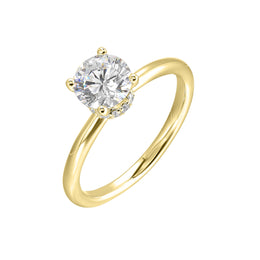 14k Yellow Gold Semi-Mount for 1.50-Carat Round Diamond With Hidden Halo