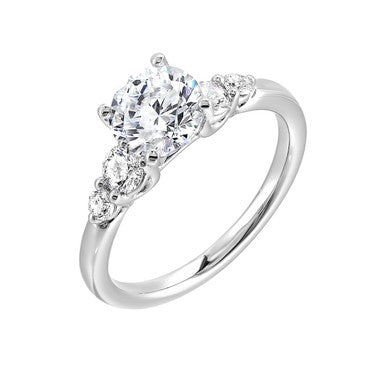 Perfect Love 14k White Gold Semi-Mount for 1.00-Carat Round Diamond With Round Diamond Accents