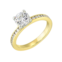 14k Yellow Gold 1.00-Carat Round Diamond Engagement Ring with Channel-Set Diamond Accents