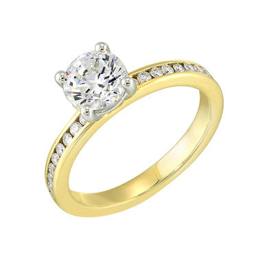 Perfect Love 14K Yellow and White Gold Round Semi-Mount Engagement Ring