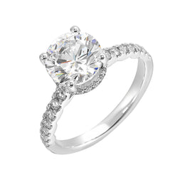 Platinum Round 1.50 CT Pavé Semi-Mount Engagement Ring