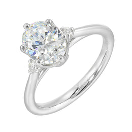 14k White Gold Semi-Mount for 1.50-Carat Oval Diamond with Round Diamond Accents