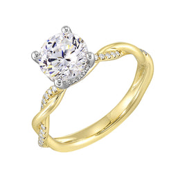 14K Yellow Gold and Diamond Engagement Ring With Twisted Shank