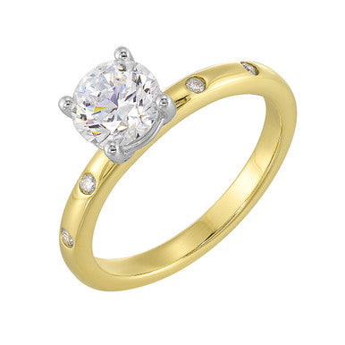 Perfect Love 14k White and Yellow Gold Semi-Mount With Round Diamond Accents