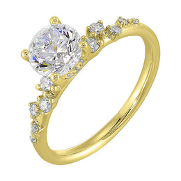 14k Yellow Gold Semi-Mount With Round Diamond Accents