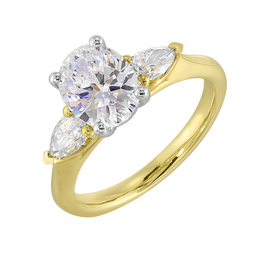 14k Yellow Gold Semi-Mount With 2 Pear-Shaped Diamond Accents