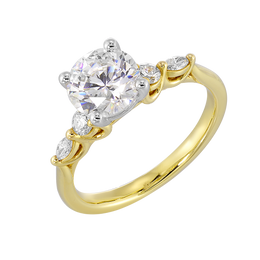 14k White and Yellow Semi-Mount for Round Center Diamond