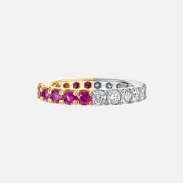 Half & Half Pink Sapphire and Diamond Ring