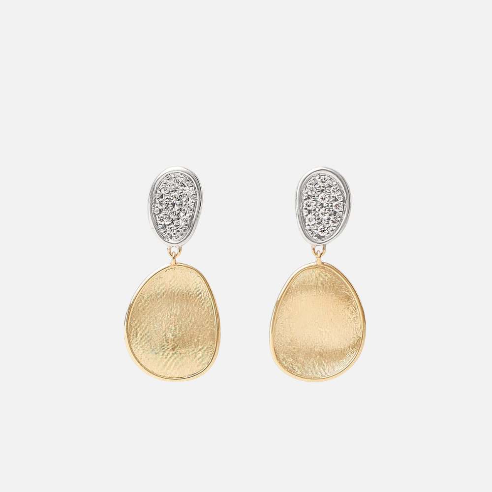 Marco Bicego Lunaria Small Gold Double Drop Earrings With Diamonds