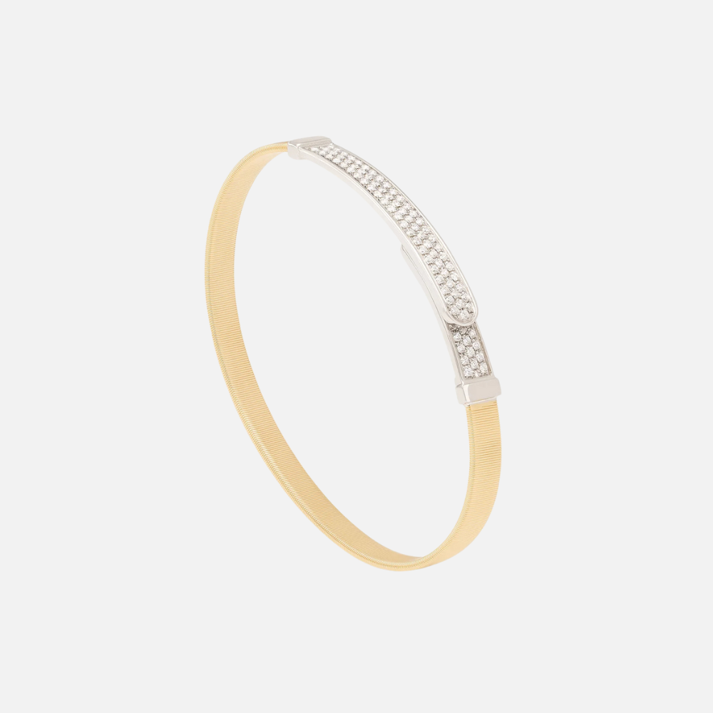 Marco Bicego Masai Thin Gold Coil and Diamond Pavé Bangle Bracelet