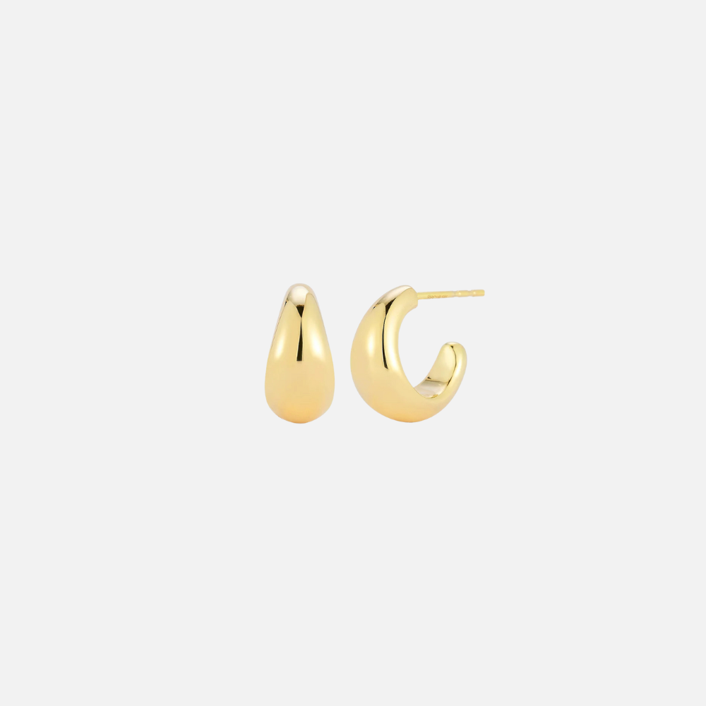 EF Collection Gold Jumbo Dome Huggie Earrings