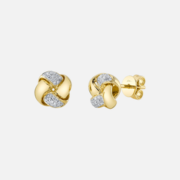 Gold and Diamond Love Knot Stud Earrings