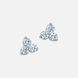 Small 3-Diamond Cluster Stud Earrings