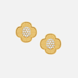 Yellow Gold Diamond Clover Stud Earrings