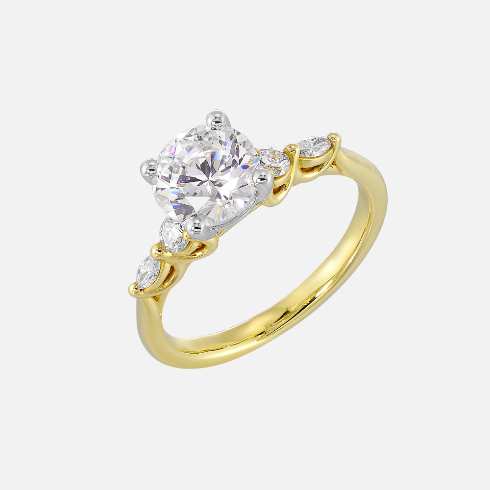 Perfect Love 14k White and Yellow Semi-Mount for Round Center Diamond