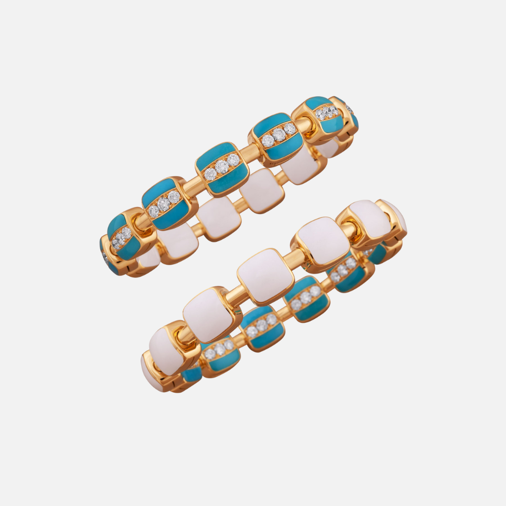 Picchiotti Xpandable Reversible Diamond Stretch Bracelet in Ceramic and Turquoise