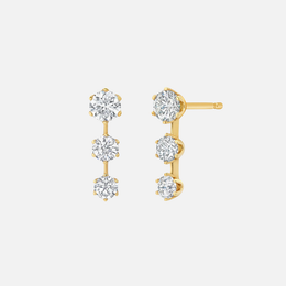 Floating Triple Diamond Drop Earrings