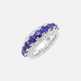Xpandable Round Blue Sapphire and Diamond Ring