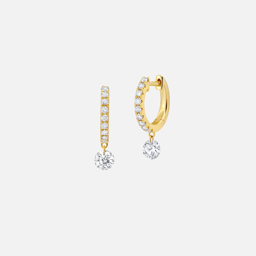 Graziela Floating Diamond Huggies in yellow gold