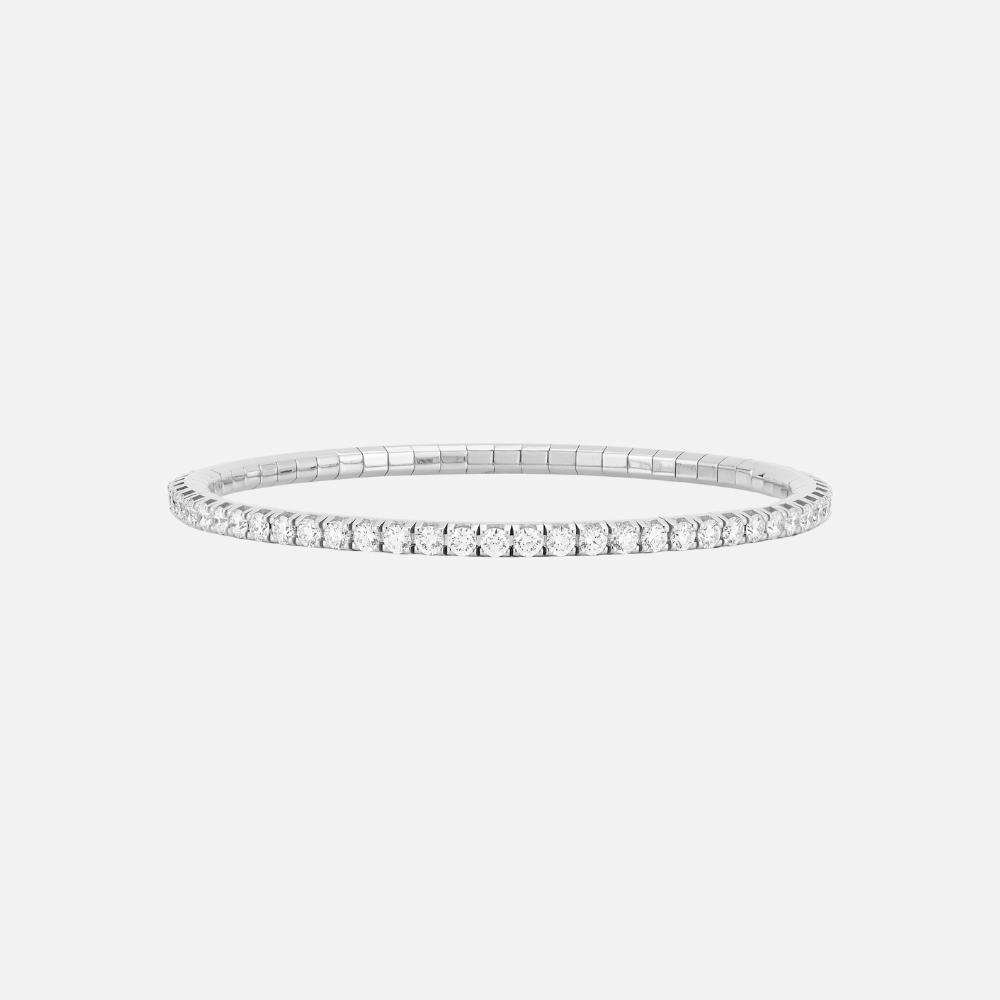 Demeglio Extensible Round Diamond White Gold Stretch Tennis Bracelet