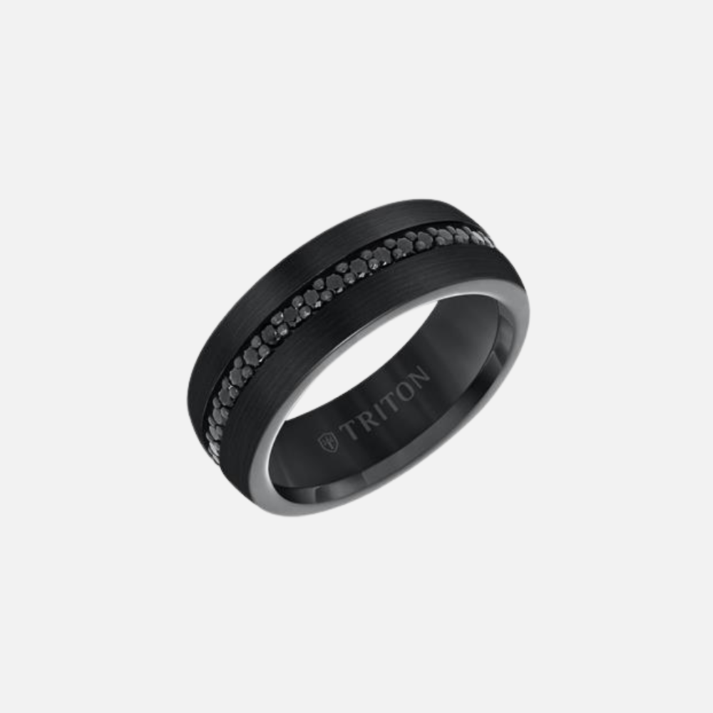 Black Sapphire and Tungsten Carbide Band