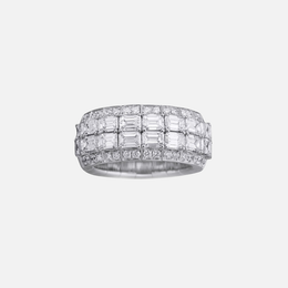 Xpandable 4-Row Emerald-Cut and Round Diamond Ring