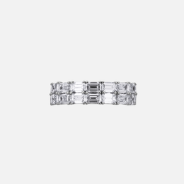Xpandable Emerald-Cut Lover Double Row Diamond Stretch Ring
