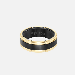 Black Tungsten Flat Center Band with Rims