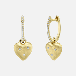 Heart Matte Gold Diamond Earrings