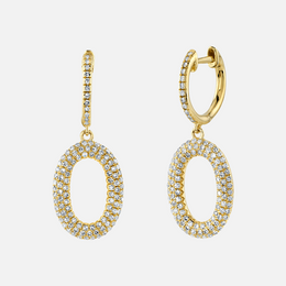 Diamond Pavé Oval Drop Earrings