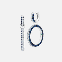 Diamond and Blue Sapphire 3-Sided Hoops