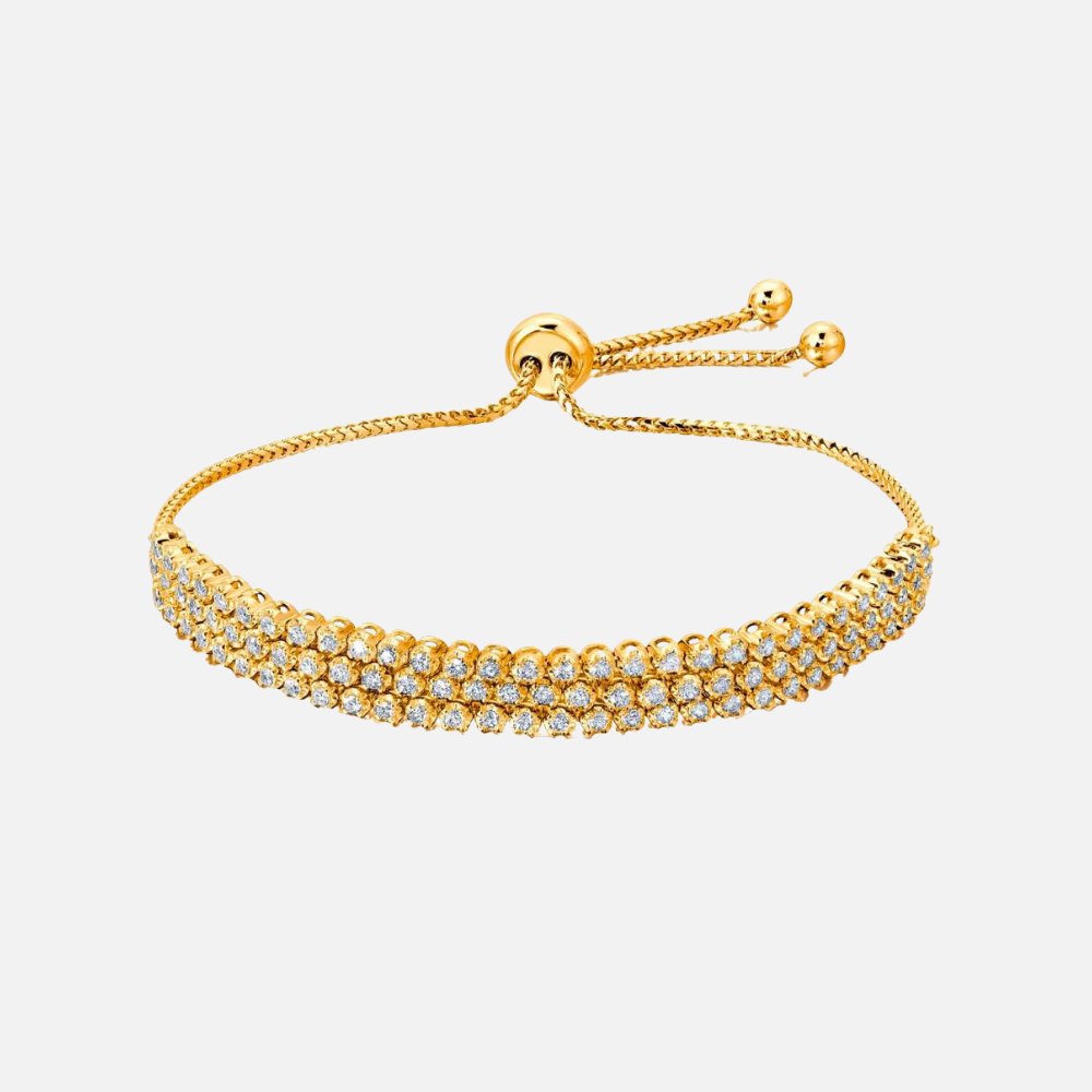 Graziela Gems 3-Row Diamond Bolo Bracelet in 18k yellow gold