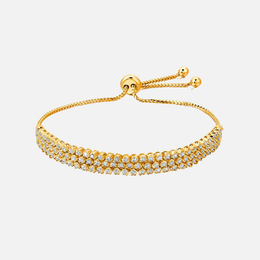 3-Row Diamond Bolo Bracelet