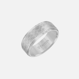 Hammered Finish Grey Tungsten Band with Rounded Edges
