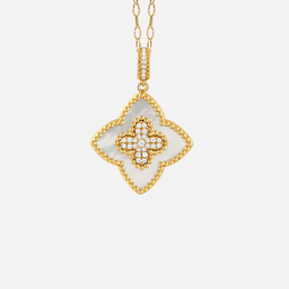 Gold Ravenna White Mother of Pearl Diamond Pendant