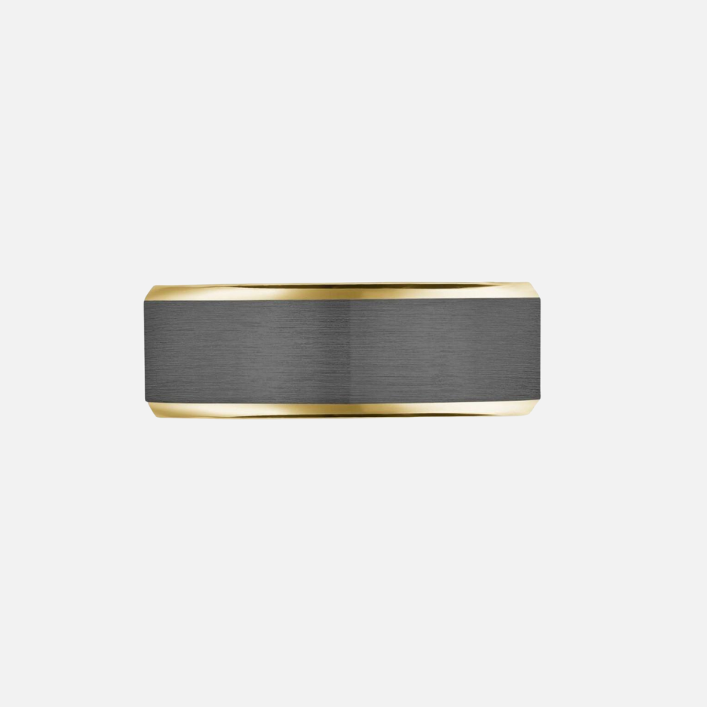 Grey tantalum with 14k yellow gold edges