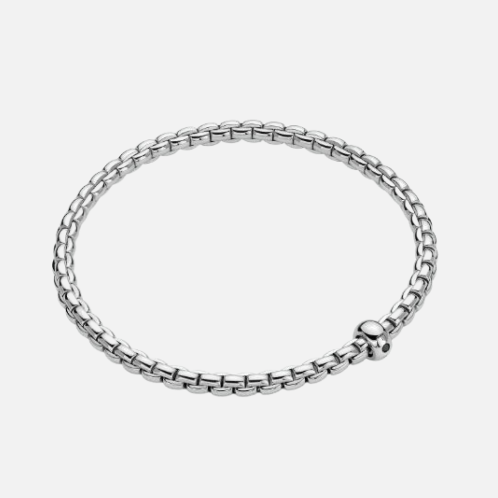 Flexible Bracelet With Single Black Diamond